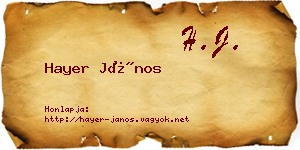 Hayer János névjegykártya